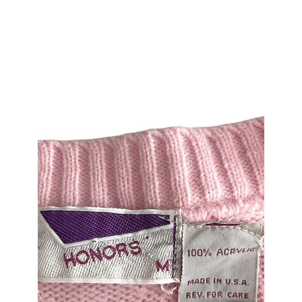 Women's Vintage Honors Pink Sweater Vest Sz M 80s Made In USA Preppy‎ Academia - Picture 9 of 11